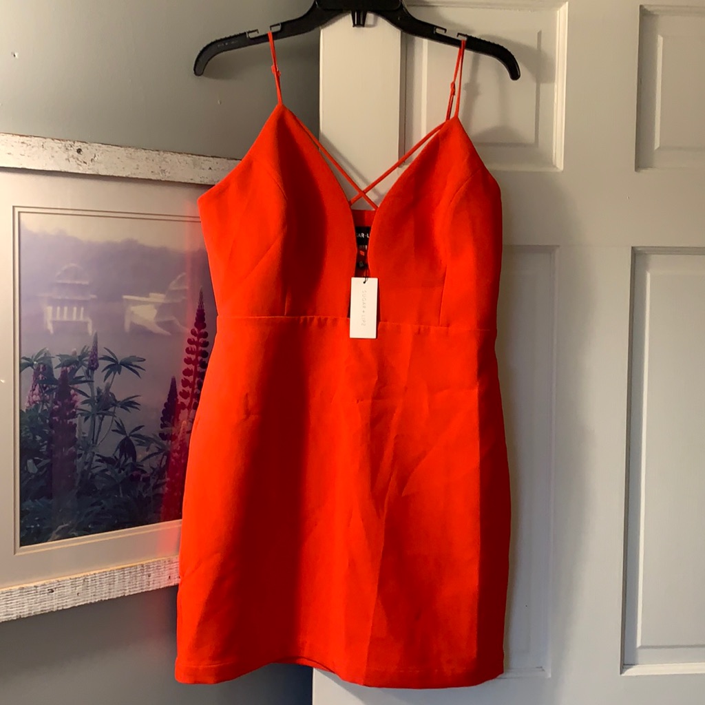 Sugar  Lips Large Blood Orange Dress Nwt